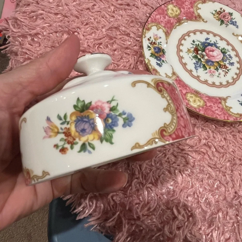 Royal Albert Lady Carlyle Bone China Floral Round Covered Butter Dish